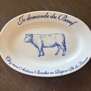 William Sonoma Je Demande du Boeuf Oval Serving Pl
